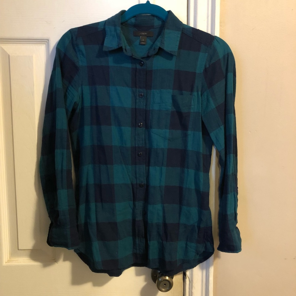J. Crew Lightweight Navy Buffalo Check Top Size 0